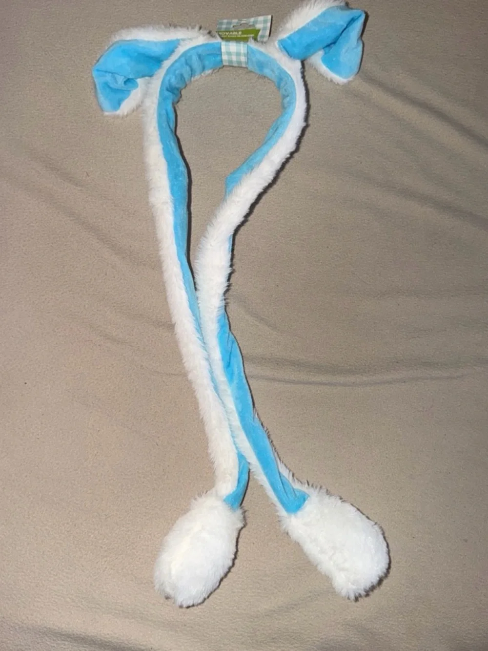 Hello Kitty Blue and White Fuzzy Ear Headband with Pom-Pom Tails